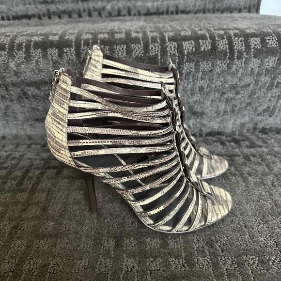 Tory Burch Embossed Leather Gladiator Heels - Picture 1 of 4